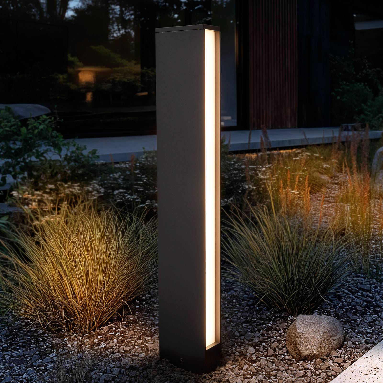 LED Wegeleuchte Lirka Lucande, schwarz, Aluminium, Modern, LED Außenleuchte