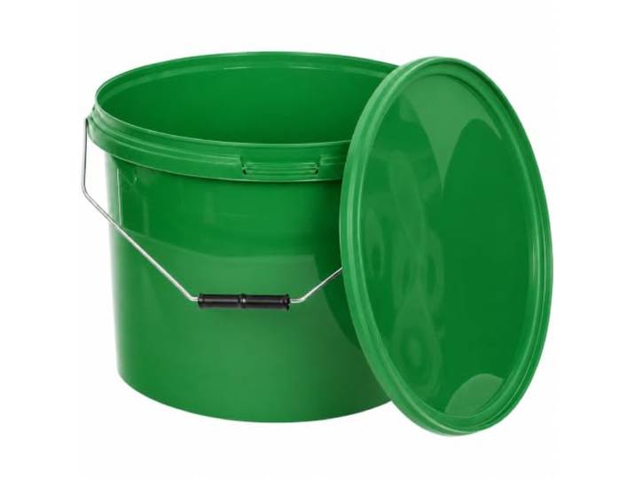 BenBow Eimer mit Deckel 10l Grün 50x 10 Liter - lebensmittelecht, stabil, luftdicht, auslaufsicher, geruchsneutral - Aufbewahrungsbehälter aus Kunststof - leer