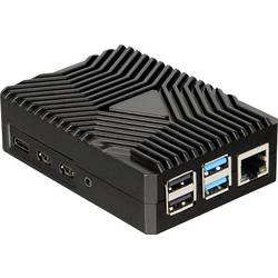 Joy-it Aluminiumgehäuse Passend für (Entwicklungskits): Raspberry Pi® 5 B inkl. passiven Kühler Schwarz RBACP409