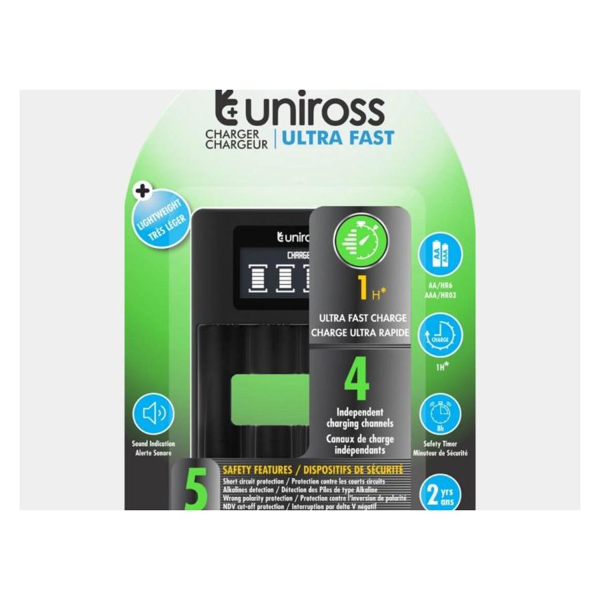 Uniross - ULTRA FAST LCD (USB) (1H), oplader 1-4 A (Ladegerät ohne Akku) (UCU005)