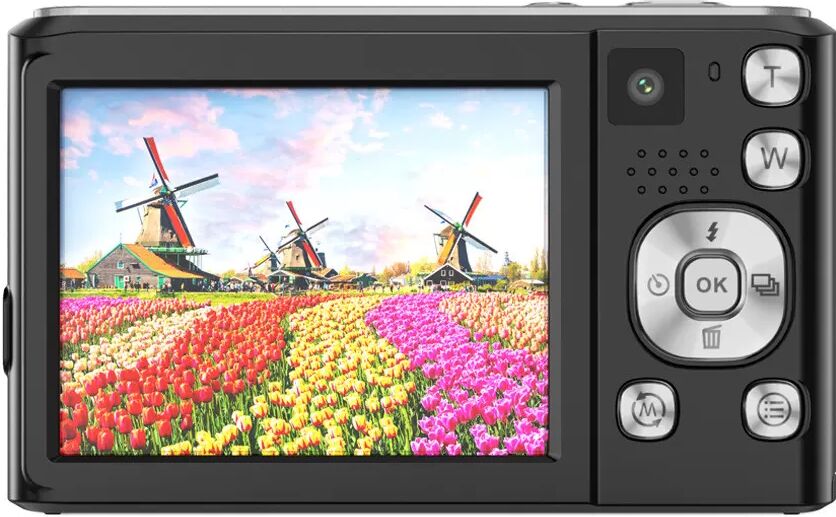 INF 4K HD-Digitalkamera mit Vorder- und Rückkamera und Stabilisierung Schwarz
