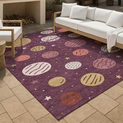 Addison Rugs Machine Washable Indoor/ Outdoor Modern Planets Chantille Rug