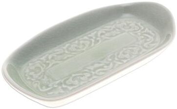 Novica Handmade Thai Foliage Celadon Ceramic Serving Bowl