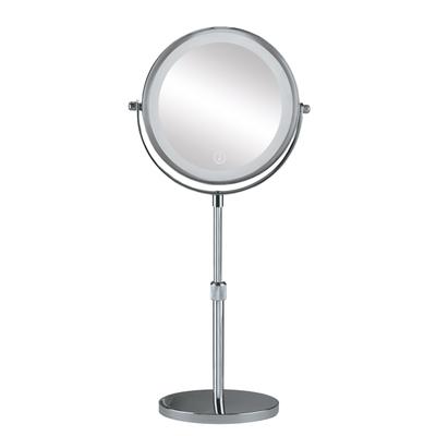 LED-Lichtspiegel KLEINE WOLKE "Level Mirror", silberfarben, B:20cm H:37cm T:15cm, Glas, Metall, Spiegel