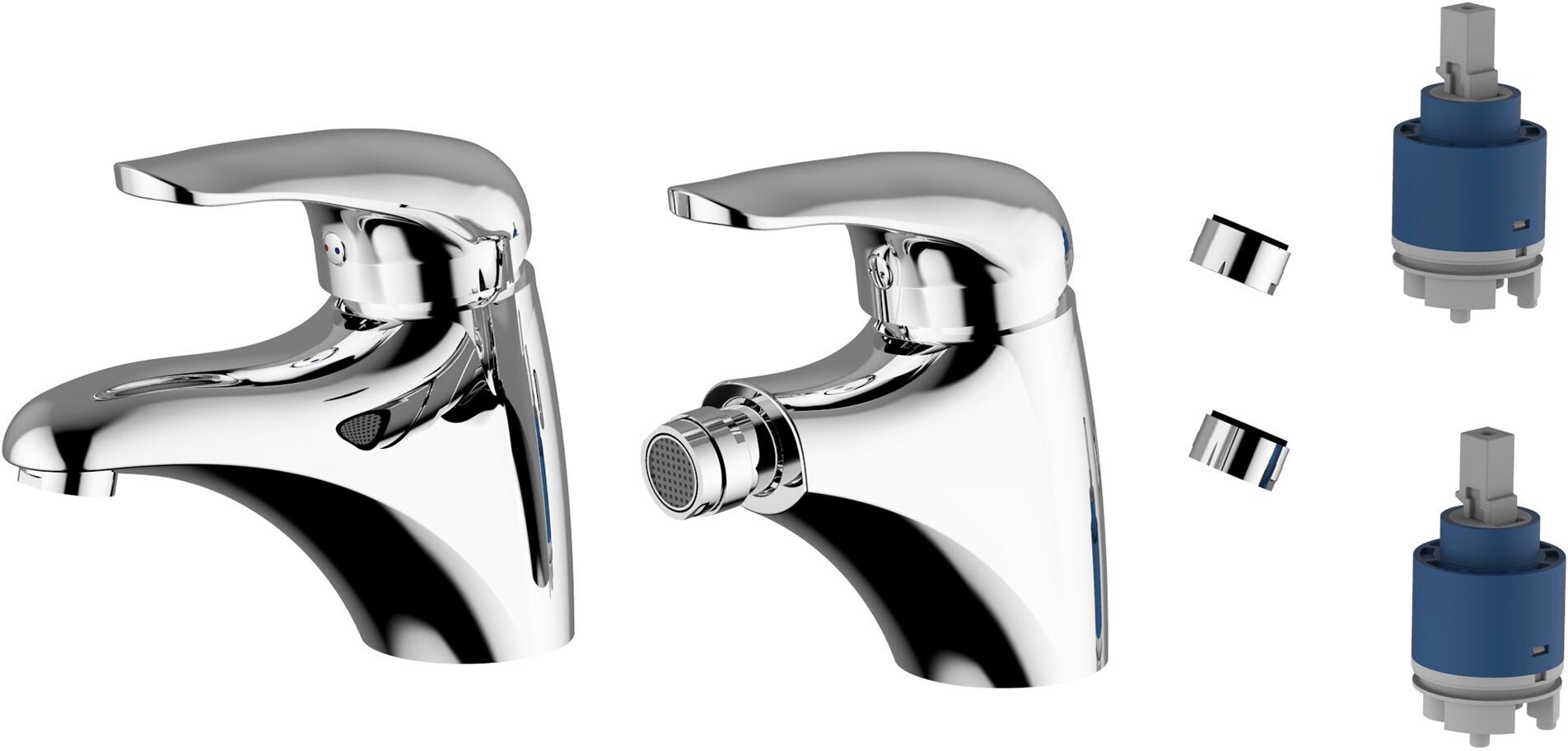 Teorema KIT MISCELATORI LAVABO E BIDET  EDRA CON 2 CARTUCCE E 2 AERATORI