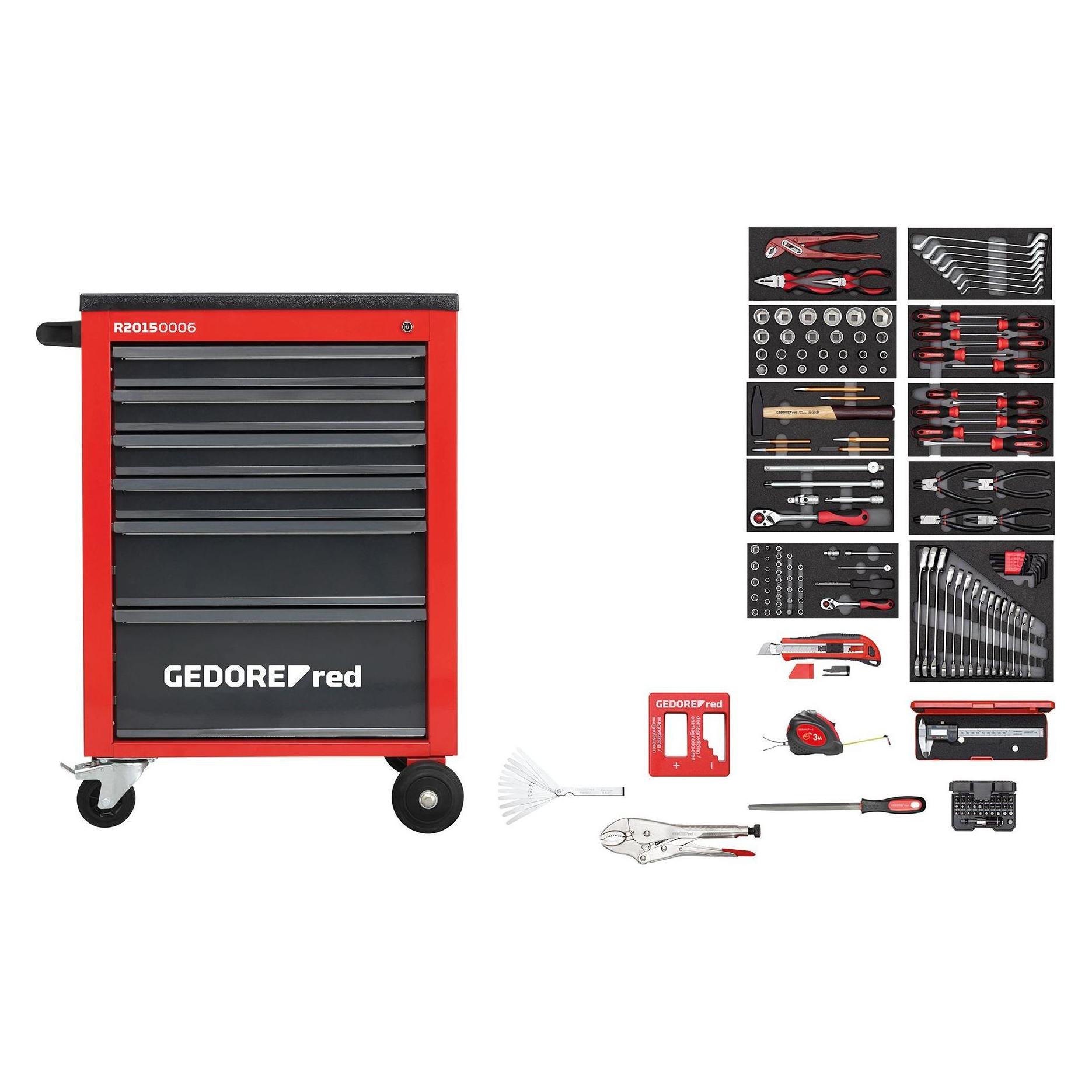 Gedore Red red R21560002 Werkzeugsatz im Werkstattwagen MECHANIC rot 166-teilig (R21560002)