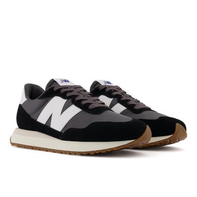 Sneaker NEW BALANCE "M237", Herren, Gr. 40,5, schwarz-weiß (schwarz, weiß), Leder, Textil, Schuhe Sneaker, vom New Balance 327 inspiriert
