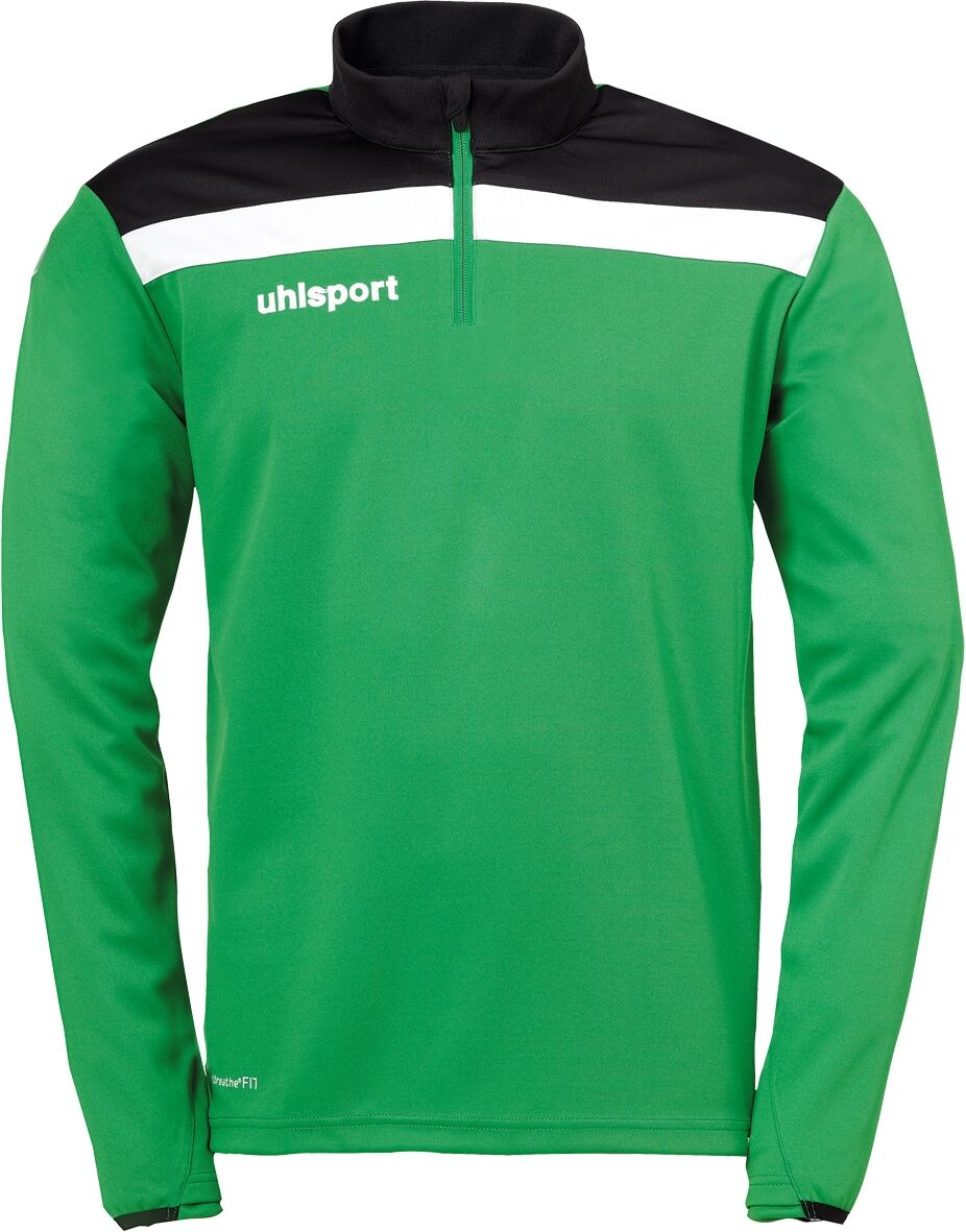 Trainingspullover UHLSPORT "1/4 ZIP TOP OFFENSE 23 Kids", Kinder, Gr. 164, grün (grün, schwarz, weiß), Obermaterial: 100% Polyester PES., Pullover Trainingspullover