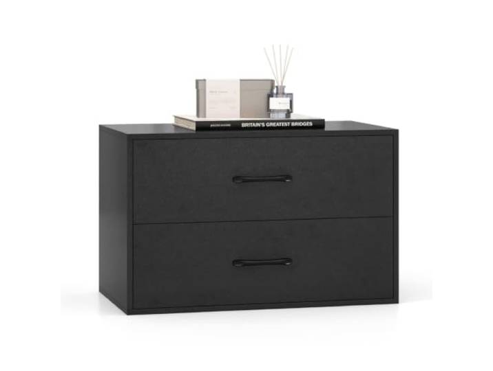 Helloshop26 Stapelbarer Aufbewahrungsschrank mit 2 Schubladen, 60 x 34 x 38 cm, praktisch und vielseitig, moderner Stil, aus schwarzem Holz, 20_0018861