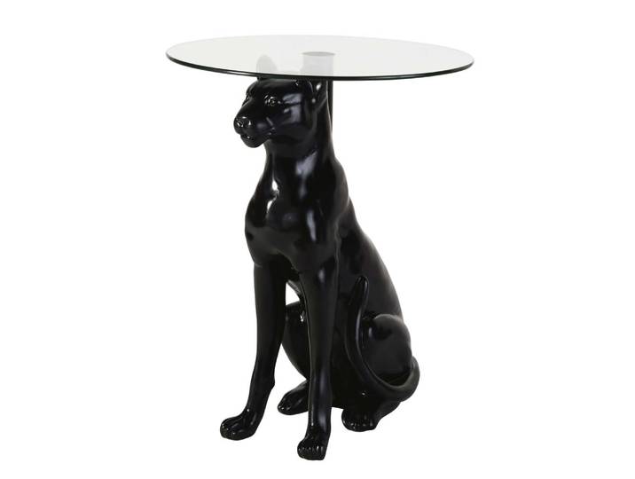 Bout de canapé panthère noir et verre recyclé