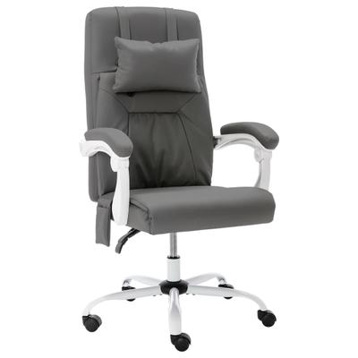 Helloshop26 - Grauer Bürostuhl/Sessel/Arbeitszimmerstuhl/Computerstuhl/Massagesessel aus Kunstleder 02_0024009