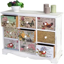 Kommode Arnhem, Schubladenschrank Shabby-Look, Vintage, 9 Schubladen 60x79x30cm