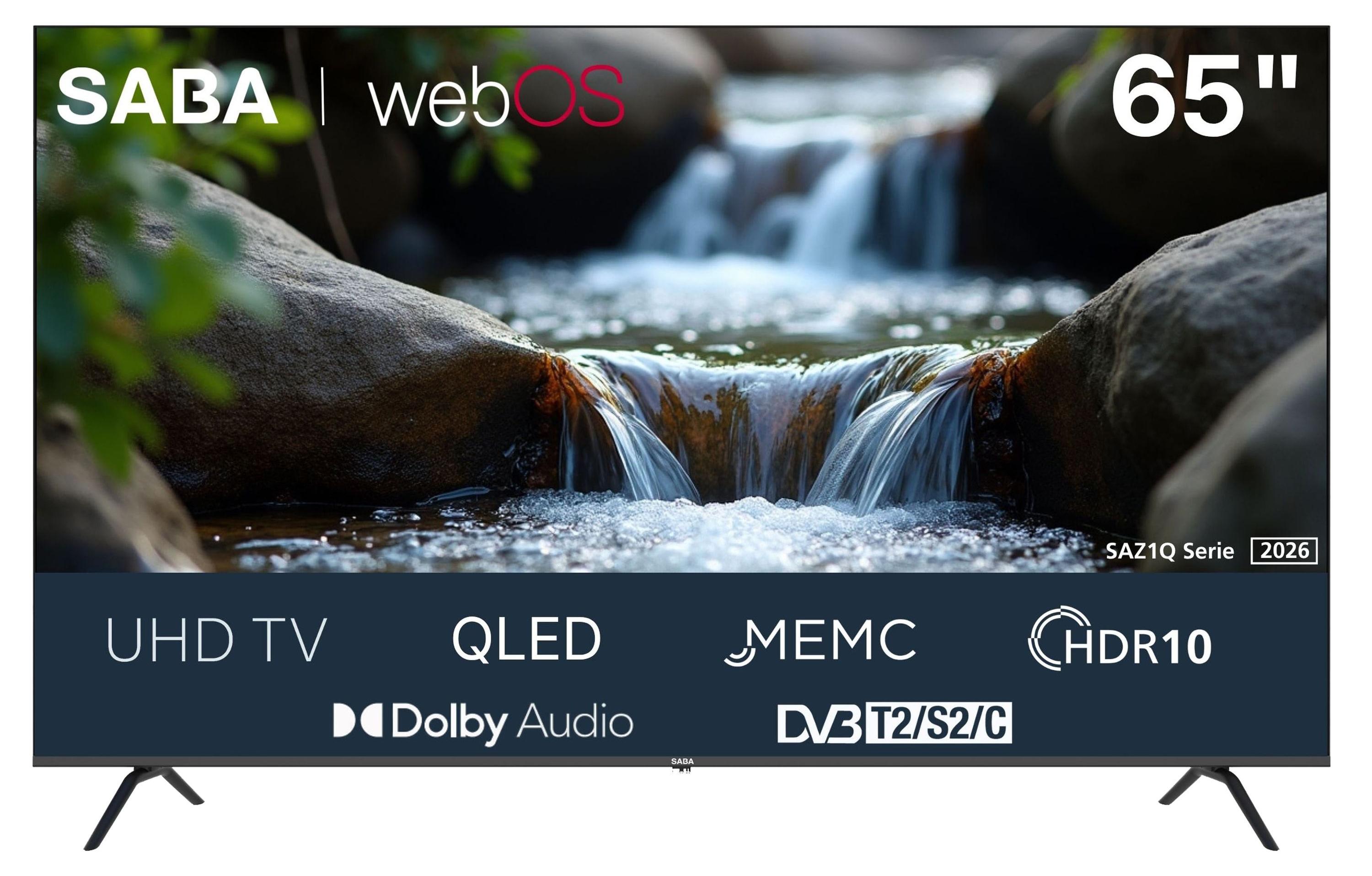 SABA SA65Z1QU QLED Fernseher 65 Zoll Smart TV webOS 4K UHD Auflösung HDR Triple-Tuner Bluetooth 2026