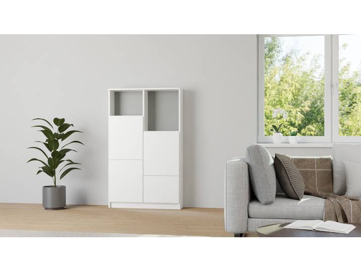 Stylishes Highboard MDF Beschichtet MDF Weiß matt