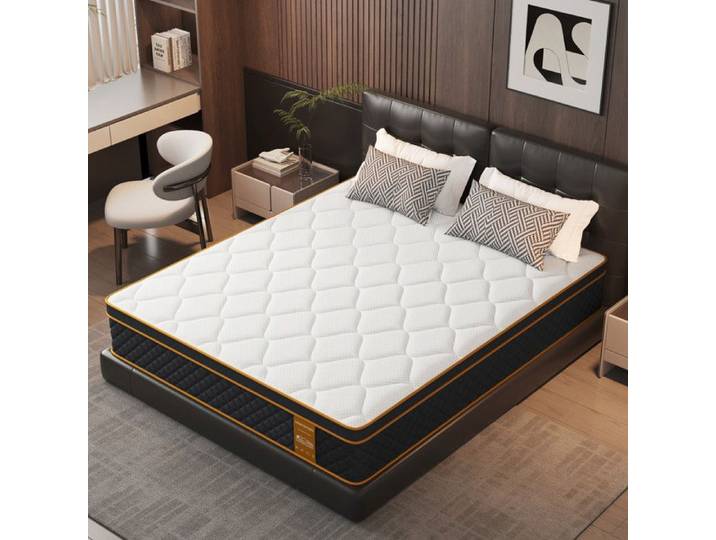 Matelas 90x200 cm - Très épais 25 cm - Matelas Mémoire de Forme + Ressorts 7 Zones - Hypoallergénique & Réversible UKing