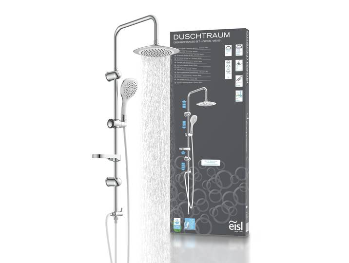 Duschsystem EISL DUSCHTRAUM , weiß (chrom, weiß), H:100,5cm, ABS-Kunststoff, Brausegarnituren, Duschsystem, 3-fach verstellbare Wellness Handbrause mit Antikalk-Noppen