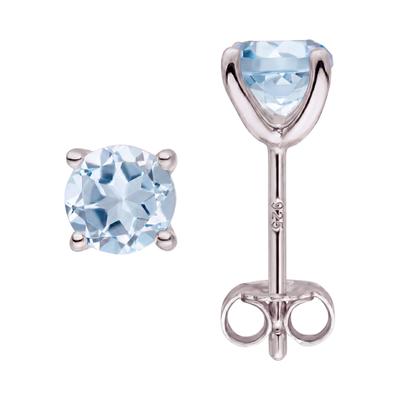 Paar Ohrstecker JOBO, silber (silber 925, blau), Ohrringe, Damen, Silber 925 (Sterlingsilber), 925 Silber mit Blautopas