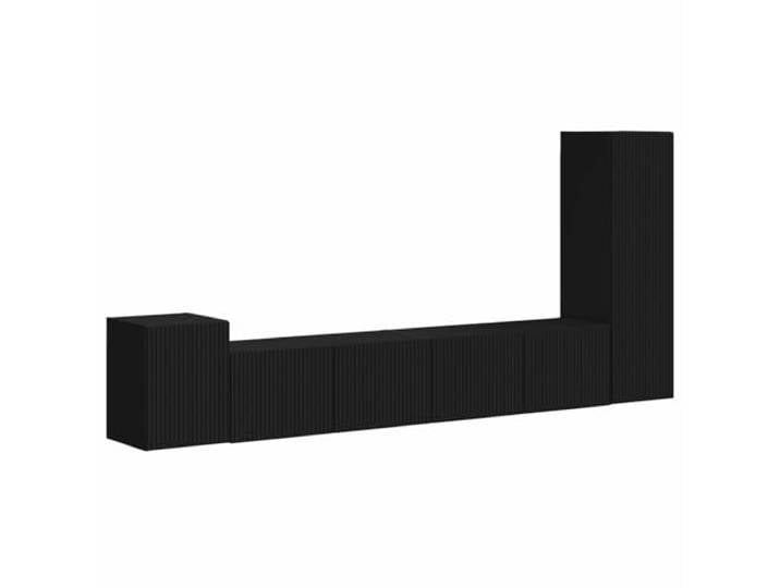 KTHLBRH TV-Möbel-Set 3 Stück schwarz aus technischem Holz Wandschränke, vorgebohrte Befestigungen, Regale und Türen, Freiraum, moderner Stil