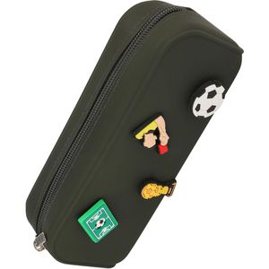 Online Federmäppchen Silikon Pins Soccer, Schlamperetui, aus Kunststoff, schwarz
