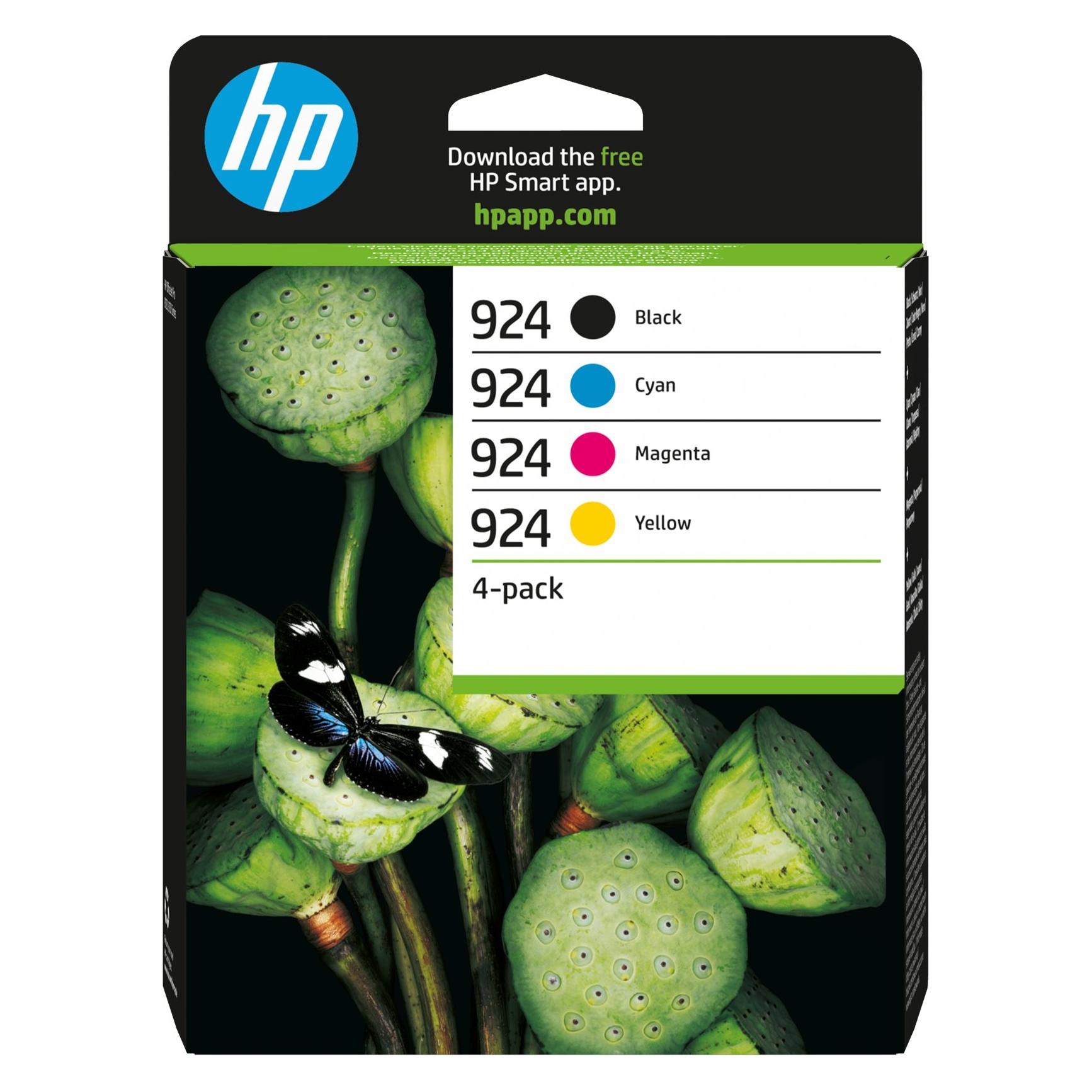 HP Hewlett-Packard 924 CMYK Original Ink Cart 4-Pack, 924 (6C3Z1NE#30A)