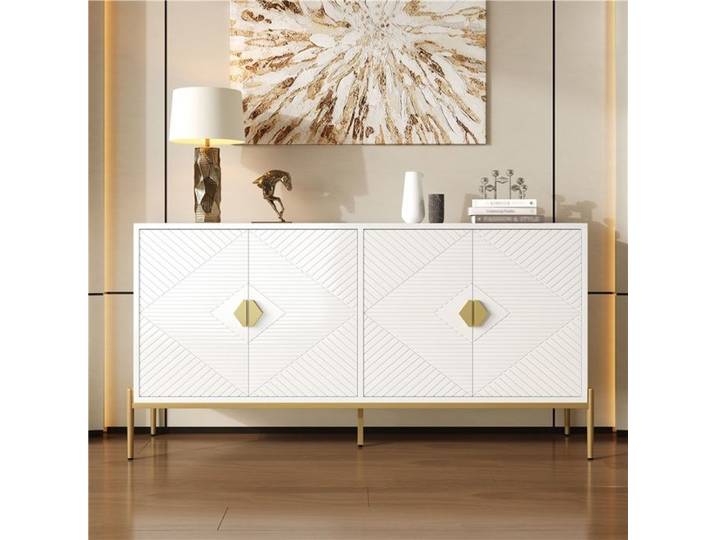 Buffet compact moderne 162 x 40 x 80 cm meuble multifonction pour séjour ou entrée