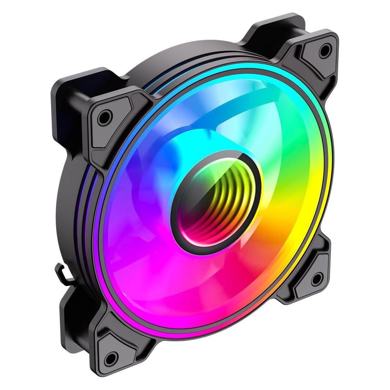 GameMax Infinity 12cm ARGB Dual Ring Case Fan, Rifle Bearing, Infinity Mirror Effect, 24 LEDs, Anti-Vibratio (120 mm) (DUAL RING INFINITY BK)