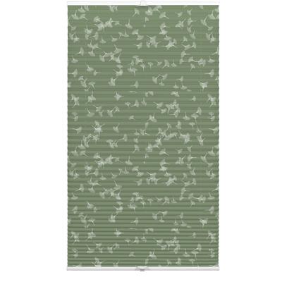 Plissee GARDINIA "Dekor Ginkgo Oesyter Mushroom", grün, B:90cm H:130cm, Obermaterial: 100% Polyester, Plissees, Klemmträger mit Feststellschraube, Plissee Concept Trägern zum Klemmen