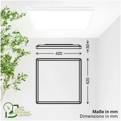 Briloner, Deckenleuchte, Ultraeffizientes & Ultraflaches LED Panel mit Energieeffizienz Klasse A (3000 lm)