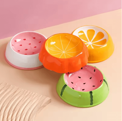 Inspire Picks Cute Fruit Ceramic Pet Bowl Ceramic Cat Bowl In Watermelon & Strawberry Designs For Cats And Small Dogs strawberry Bowl