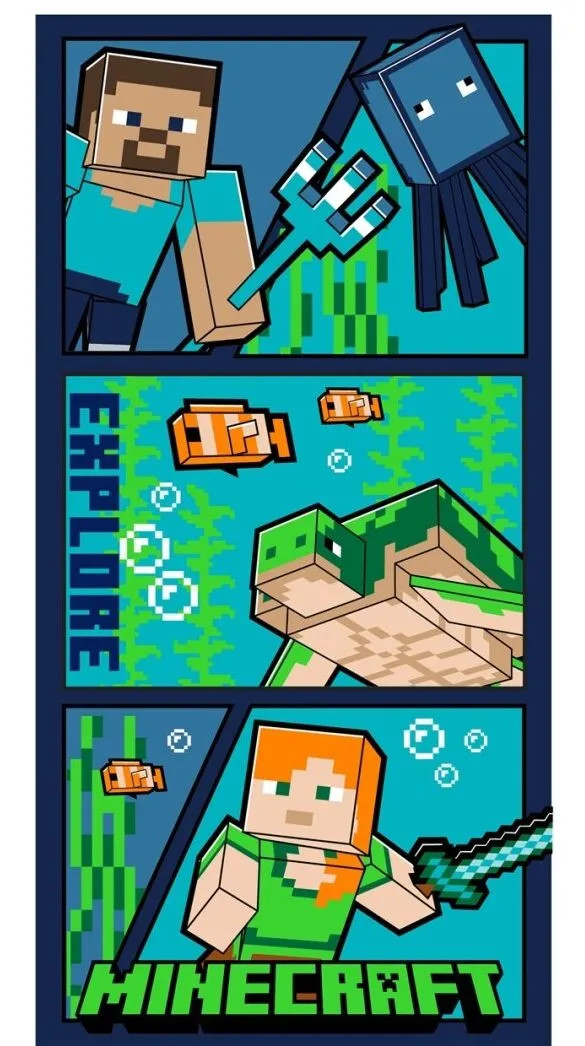 Minecraft Explore strandlaken voor kinderen, 70 x 140 cm, polyester