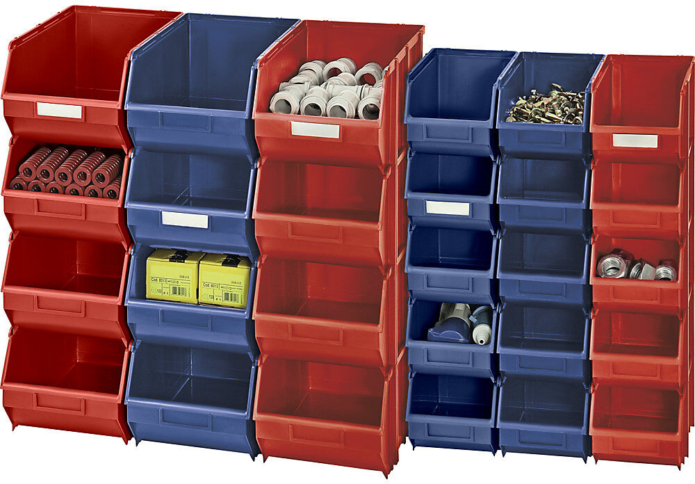 kaiserkraft Sichtlagerkasten, selbsttragend, LxBxH 610 x 380 x 250 mm, VE 4 Stk, blau, VE 4 Stk