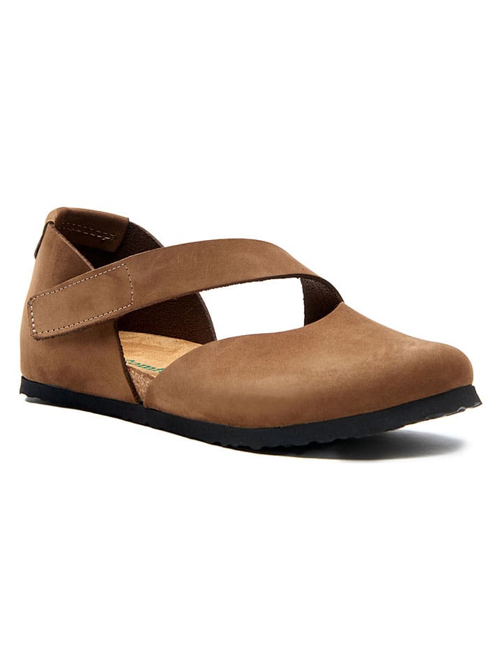 Comfortfusse Leder-Ballerinas in Sand - 39