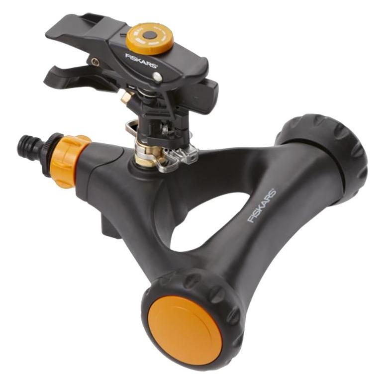 Fiskars Impuls-Sprinkler XL mit Rädern, Mit Abstandsregelung, Sprühbildkontrolle und Rotationskontro (1023656)