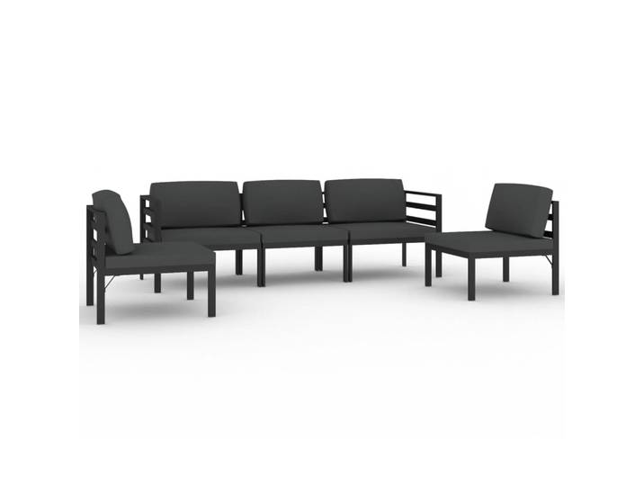 vidaXL 5-tlg. Garten-Lounge-Set mit Kissen Aluminium Anthrazit