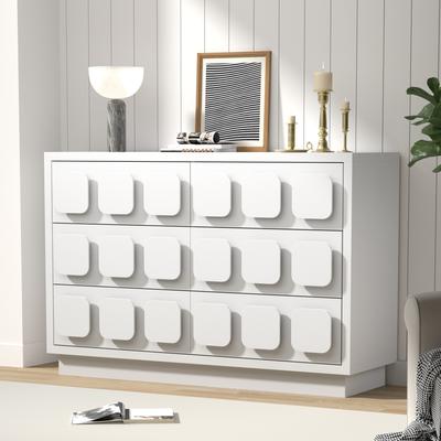 eclife "Chocolate Block 6 Drawer Dresser 47"" Wide Chest of Drawers"