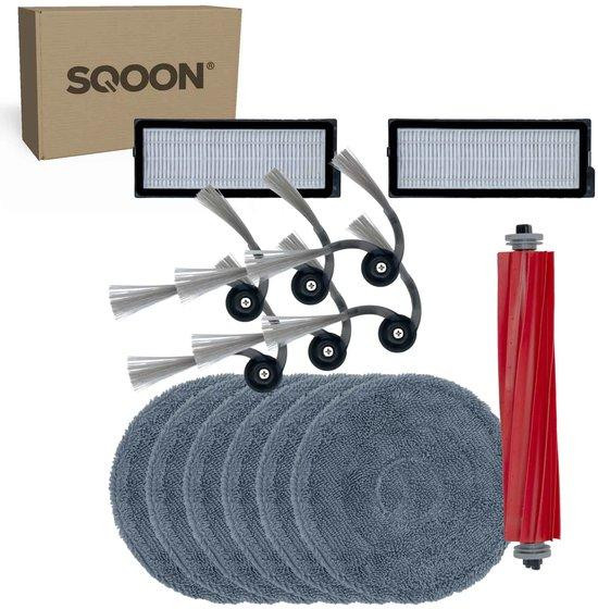 SQOON vervangingsset voor Roborock QV35A / QV35S robotstofzuiger - 15-delige onderhoudskit met HEPA-filters, zijborstels, borstelrol en dweilpads