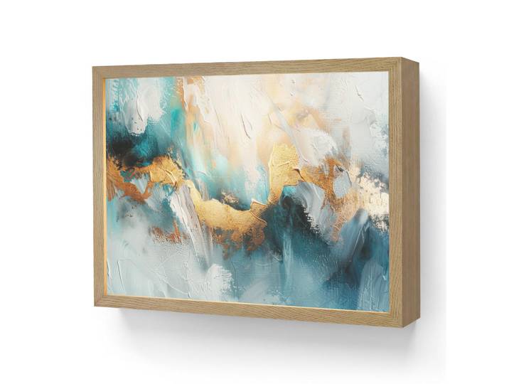 OnlyWow Wandleuchte MIT Akku Abstrakt - Kunst - Gold - Blau 40x30 cm, Türkis, Rechteckig, LED integrated, 40x30x8 cm, Lampen & Leuchten, Innenbeleuchtung, Wandleuchten