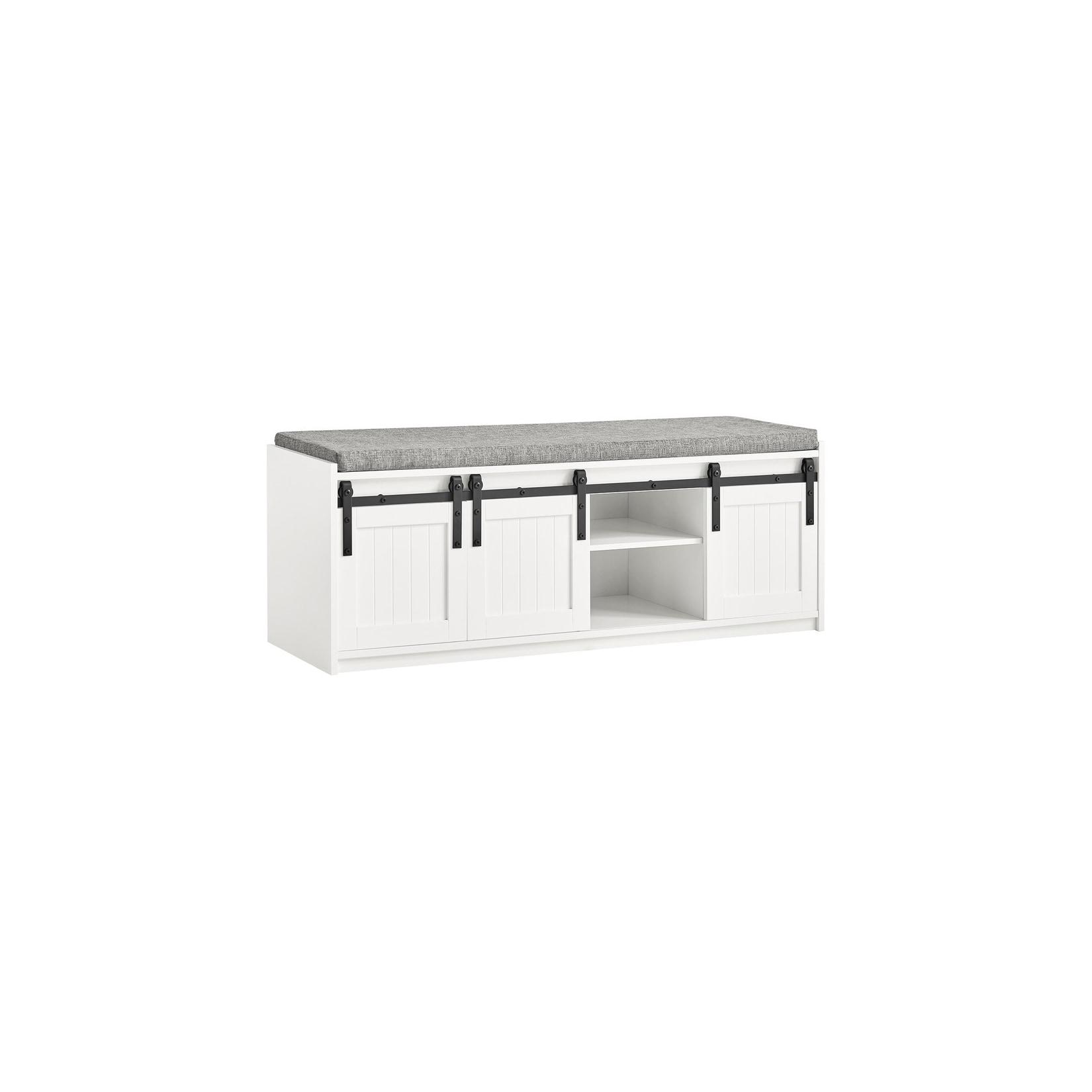 SoBuy Schuhbank mit 2 Türen Weiß 120x35x45cm Klassisch