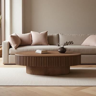 VIVIADORE "47"" Oval Storage Coffee Table,Hidden Interior Compartment,Modern Accent Furniture,Easy Assembly"