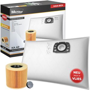 McFilter Staubsaugerbeutel KA 40, mit Ersatzfilter, für Nass-Trockensauger Kärcher WD 2 Plus & WD 3, 10 Stück