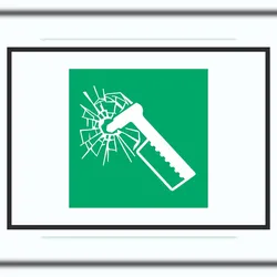 HB-Druck Notfallhammer Symbol A3 Rückseite selbstklebend Schild