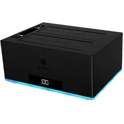Icy Box Docking- & Klonstation (USB-B, 1 Port), Dockingstation + USB Hub, Schwarz