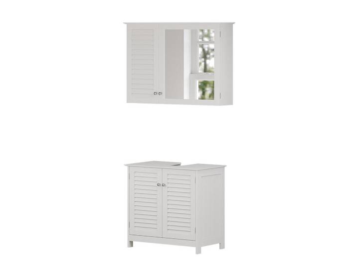 Vicco Badmöbel-Set Riad, Weiß, 2-teilig, 7 Fächer, nicht einzeln stellbar,Rechteckig, 60x58x35 cm, Badezimmer, Badmöbelsets & Badmöbelserien, Badmöbel-Sets