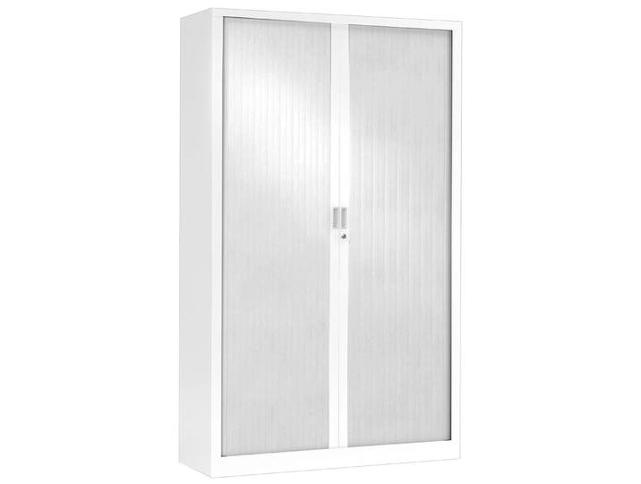 Armoire à rideaux métal monobloc Généric - H.198 x L.100 cm - Corps Blanc - Rideaux Blanc