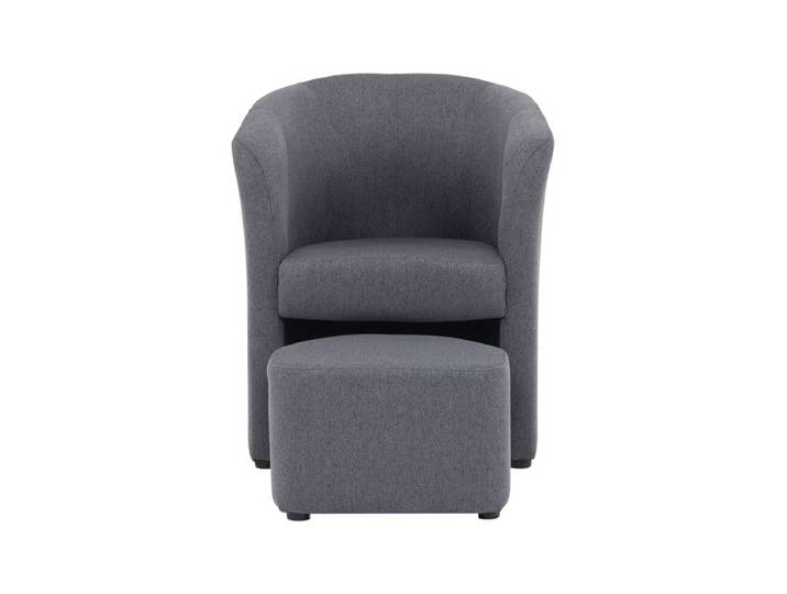 Fauteuil cabriolet et pouf CLAYTON II tissu neve anthracite