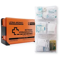 Leina-Werke Verbandkasten klein, orange, gefüllt mit DIN 13157, inkl. Wandhalterung