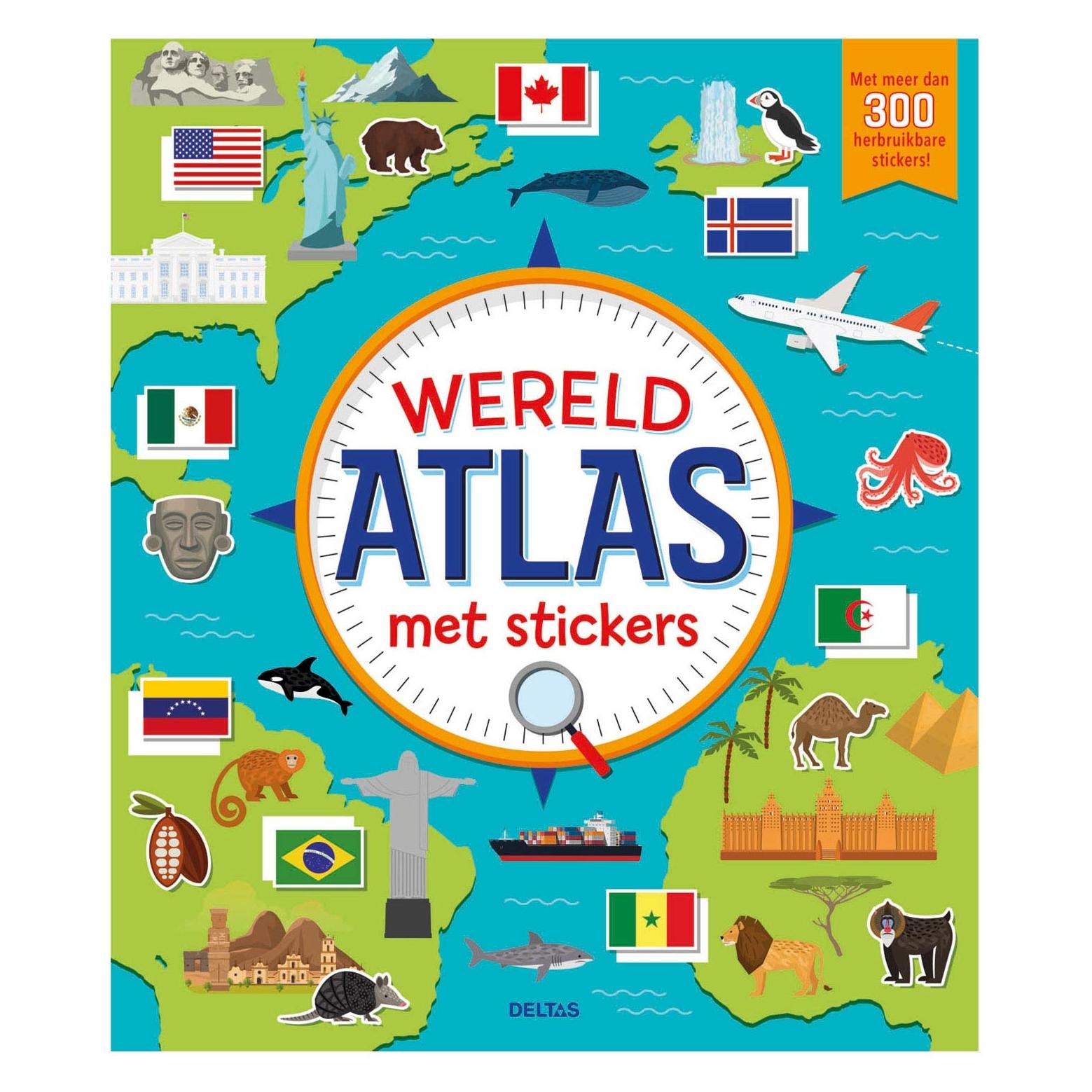 Deltas Wereld atlas met stickers: Met meer dan 300 herbruikbare stickers! (59856540)