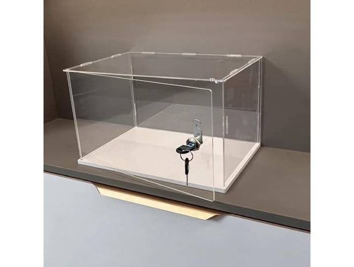 Acryl Vitrine Abschließbarer Transparenter Acrylkoffer mit Schlüssel, Rechteckiger Würfel-Acryl-Schaukasten, Staubdichte Vitrine für Spielzeugfiguren und Erinnerungsstücke(45x45x45cm(18x18x18in))