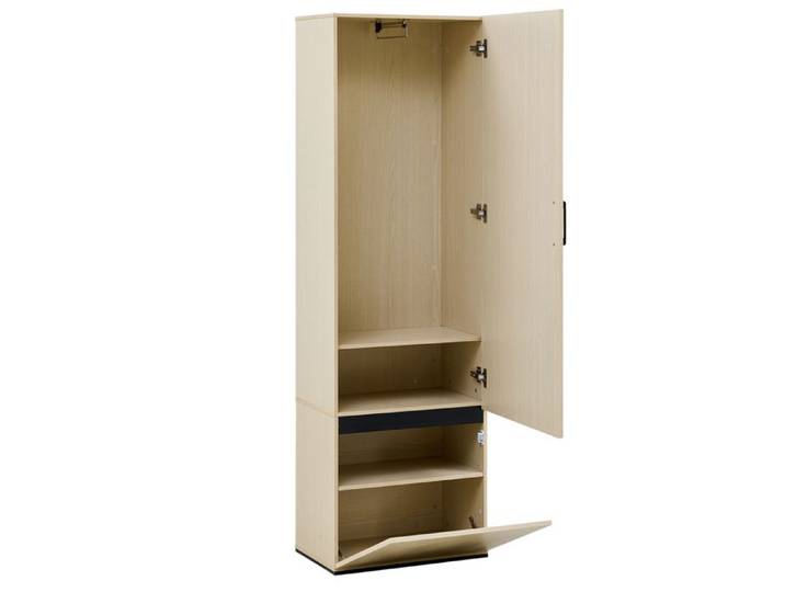 Meuble rangement armoire d'entrée avec miroir et tringle à vêtements coulissante 54 x 34 5 x 179 5 cm FOLYNA