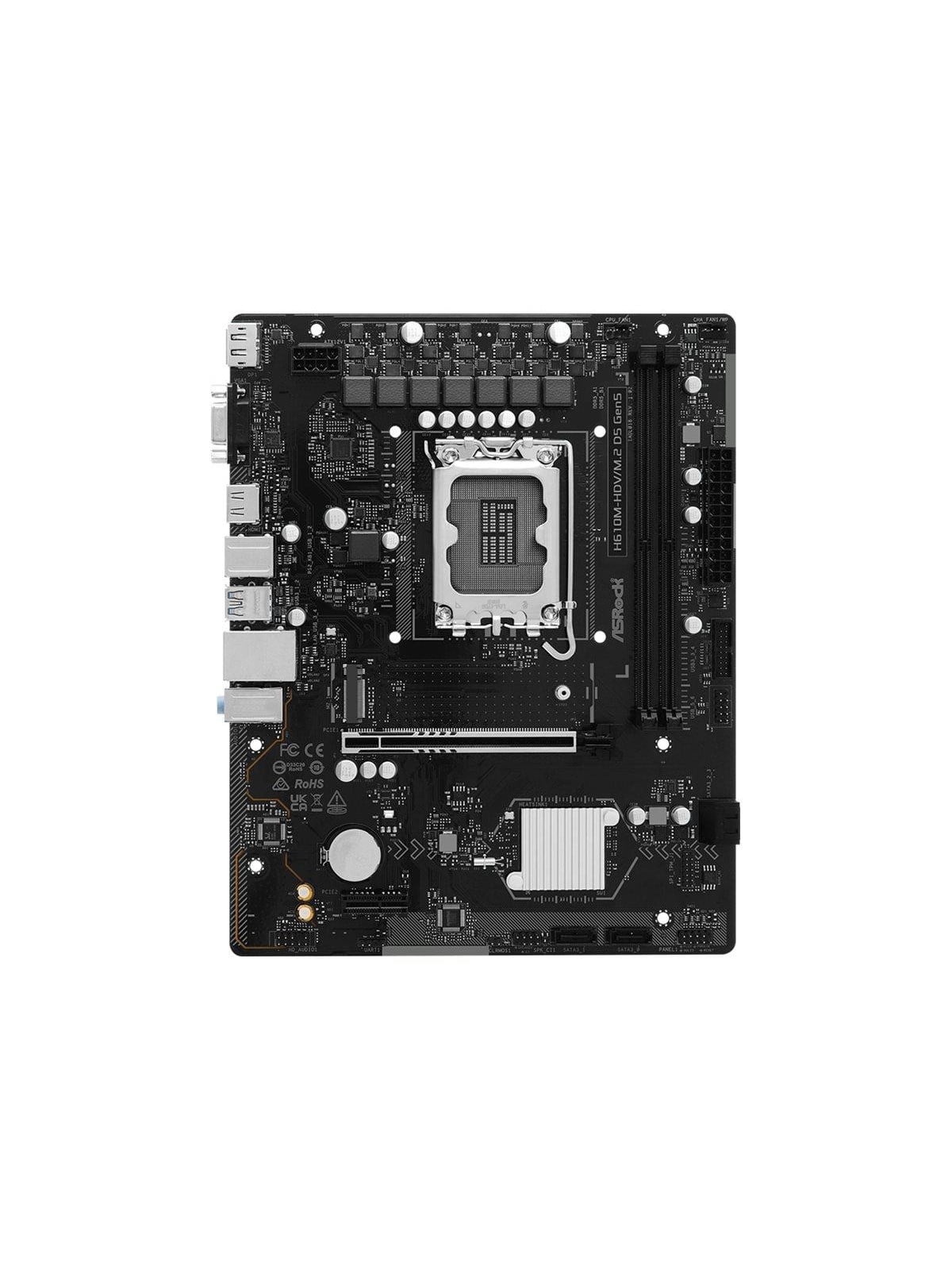 ASRock H610M-HDV/M.2 D5 Gen5 - motherboard - micro ATX - LGA1700 Socket - H610 Mainboard - Intel H610 - Intel LGA1700 - DDR5 RAM - Micro-ATX